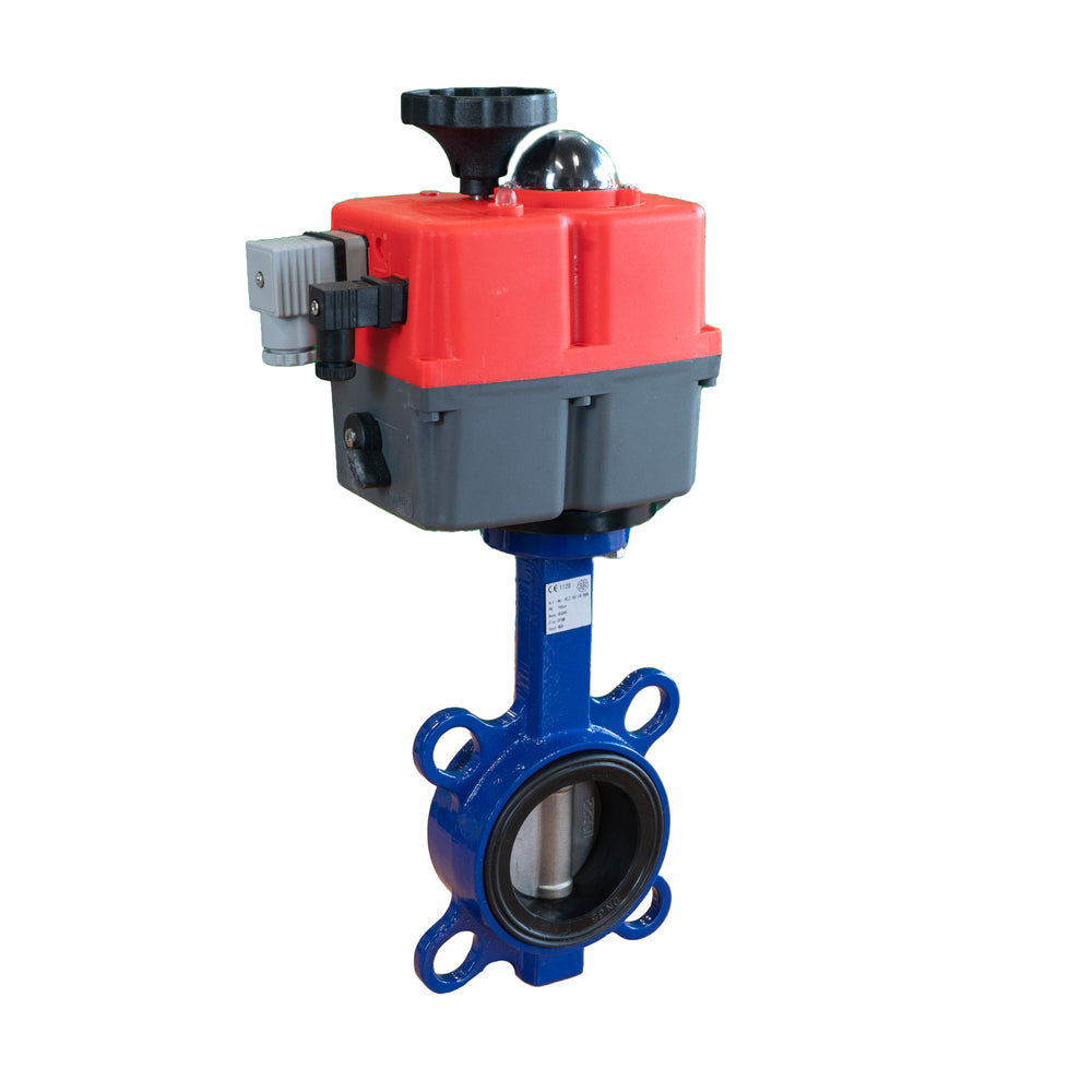 Electric Butterfly Valve DN32 24-240V AC/DC Modulating Fail-Safe Wafer GGG40 FKM J+J