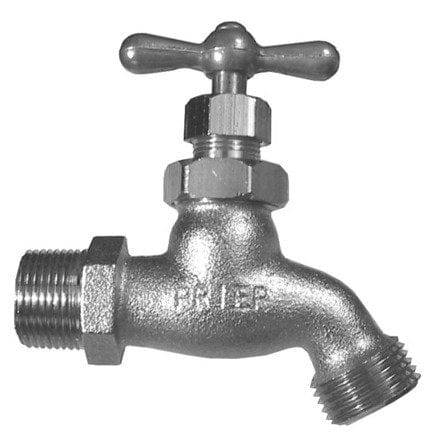 Prier Heavy Pattern Hose Bibb w/Stuffing Box, 3/4" MPT Inlet Satin Nickel Plated