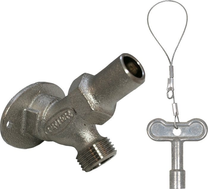 Prier Loose Key Angle Sill Faucet, 3/4" FPT, Satin Nickel Plated