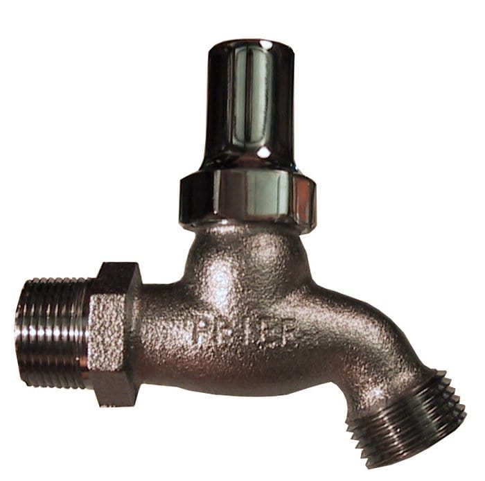 Prier Loose Key Heavy Pattern Hose Bibb, 1/2" MPT Inlet Satin Nickel Plated