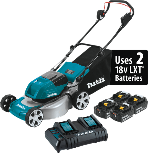 36V (18V X2) LXT™ Brushless 18" Lawn Mower Kit with 4 Batteries (4.0Ah), XML03CM1Commercial-grade steel deck,