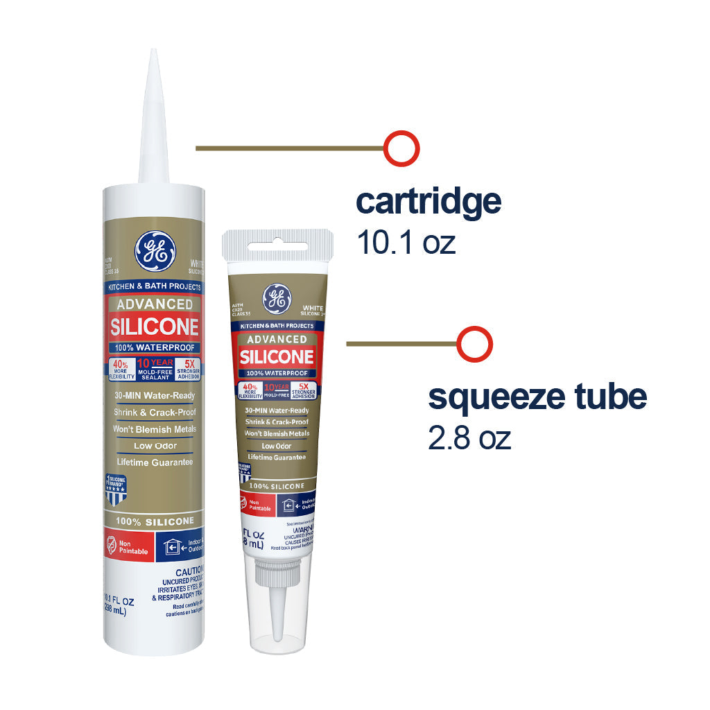 GE Sealants Advanced Silicone 2 Kitchen & Bath Sealant 10.1 Oz. White