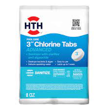 HTH Pool Care 3" Chlorine Tabs Advanced 8 Oz.