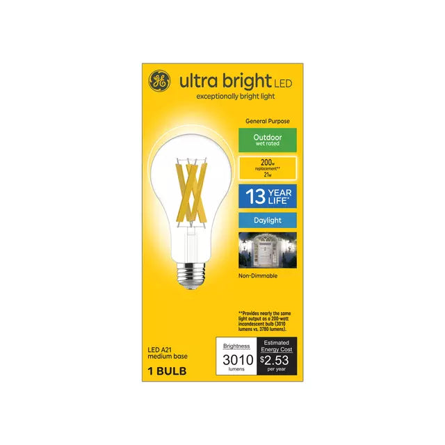 GE Ultra Bright LED 200 Watt Replacement Daylight A21 General Purpose Bulb