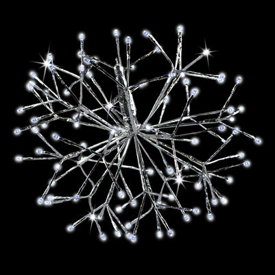 Holiday Bright Lights 16" Pure White Twinkle 96L Shimmering Sphere in Silver