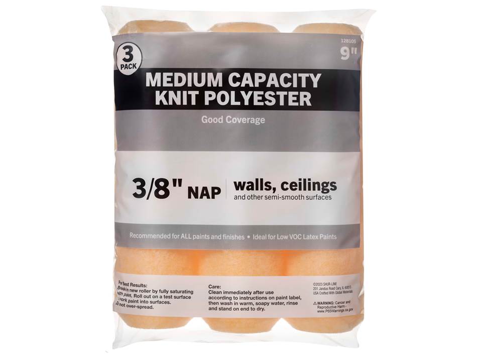 Shur-Line Good 3PK 9” Knit Polyester Roller Cover 3/8" Nap