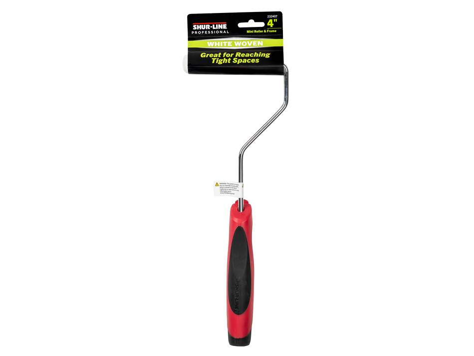 Shur-Line Professional 4” White Woven Mini Roller & Frame with 12” Comfort Handle 3/8" Nap