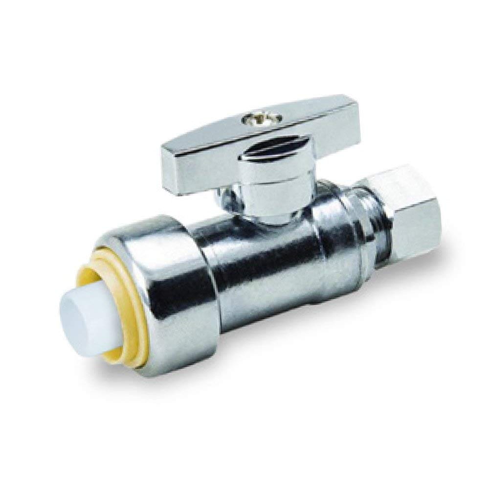 1/2" x 1/2" Push x Push Straight Stop 1/4 Turn - Push-Fit (Lead-Free)