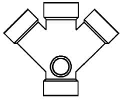 3" PVC DWV Double Cottage Wye W/2" Inlet