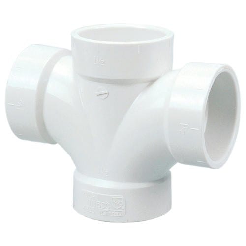3" x 3" x 2" x 2" PVC DWV Double Sanitary Tee