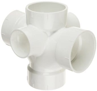 3" x 2 PVC DWV Double Sanitary Tee 2 Inlets
