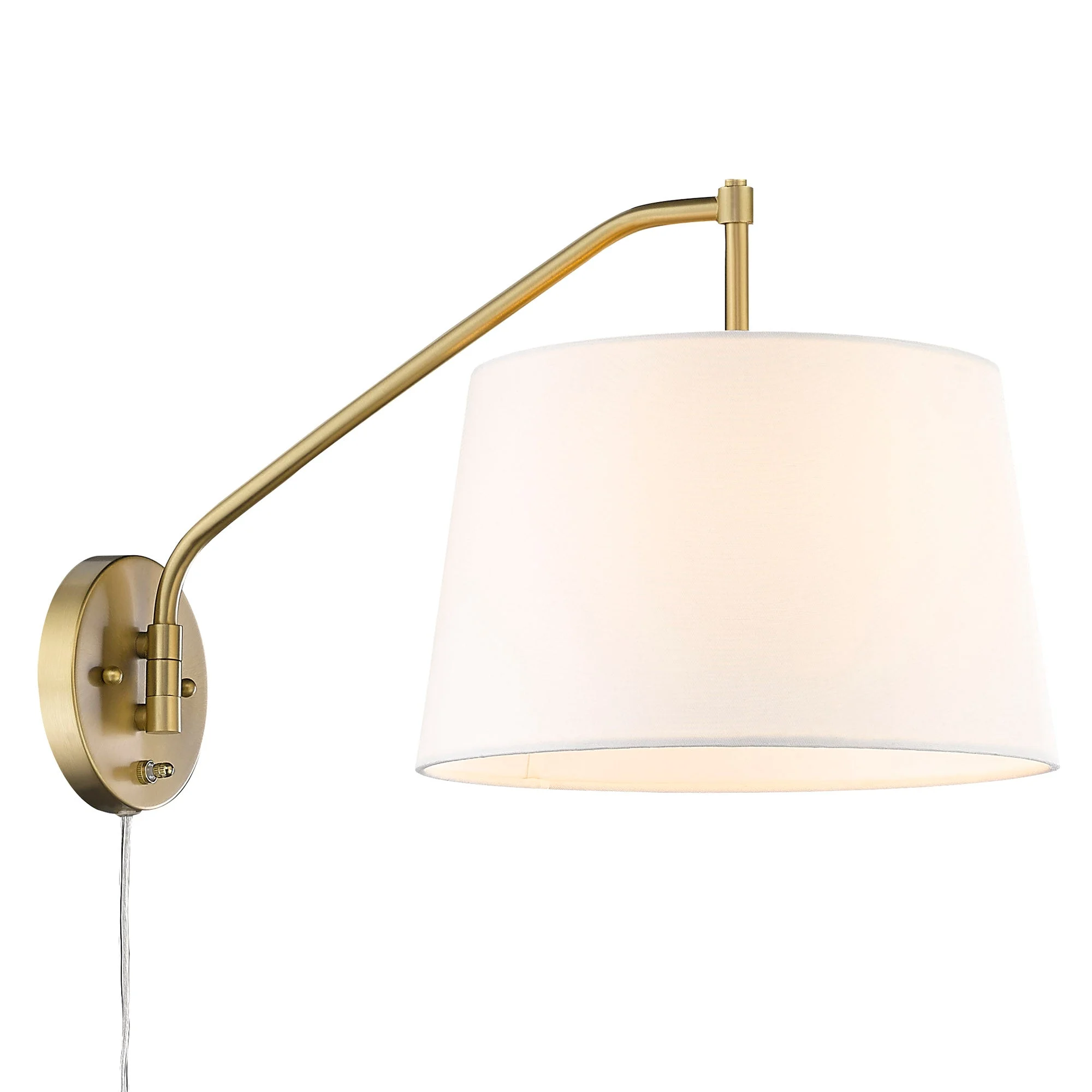 Ryleigh Articulating Wall Sconce in Brushed Champagne Bronze with Modern White Shade