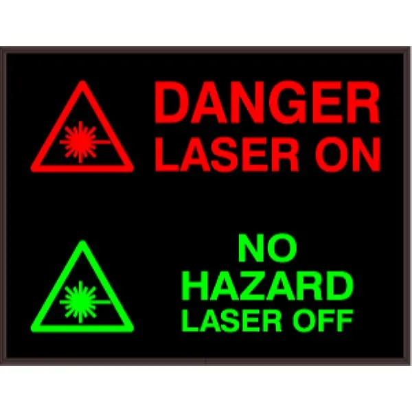 Signal-Tech 38793 SBL1418RG-I837/120-277VAC DANGER LASER ON w/Symbol | NO HAZARD LASER OFF w/Symbol Indoor Blank-out LED Backlit Sign
