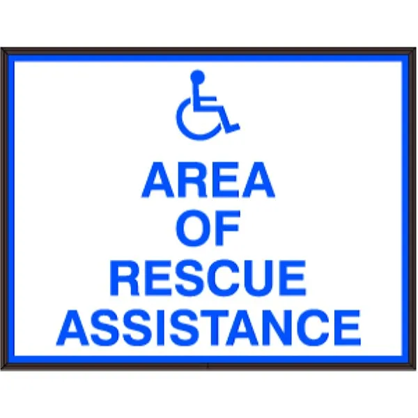 Signal-Tech 38851 SBLF1418W-A174B/120-277VAC AREA OF RESCUE ASSISTANCE w/Handicap Symbol Indoor LED Backlit Sign
