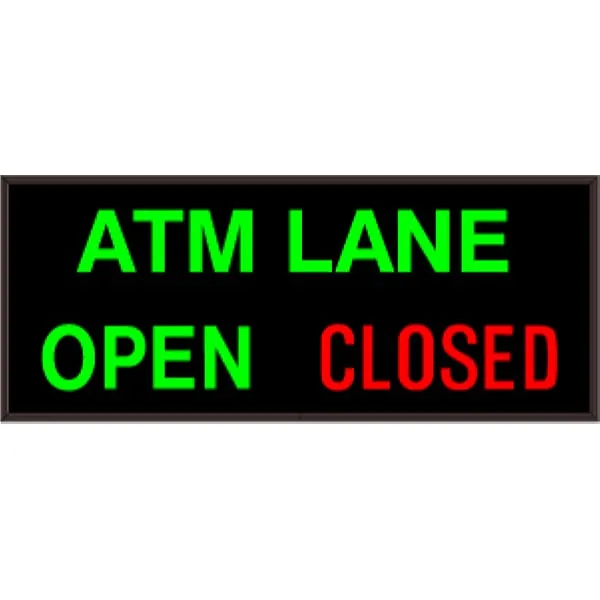 Signal-Tech 38983 PHX1434GGR-240/120-277VAC ATM LANE | OPEN | CLOSED Outdoor Blank-out LED Backlit Sign