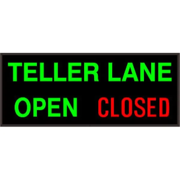 Signal-Tech 38985 PHX1434GGR-B715/120-277VAC TELLER LANE | OPEN | CLOSED Outdoor Blank-out LED Backlit Sign