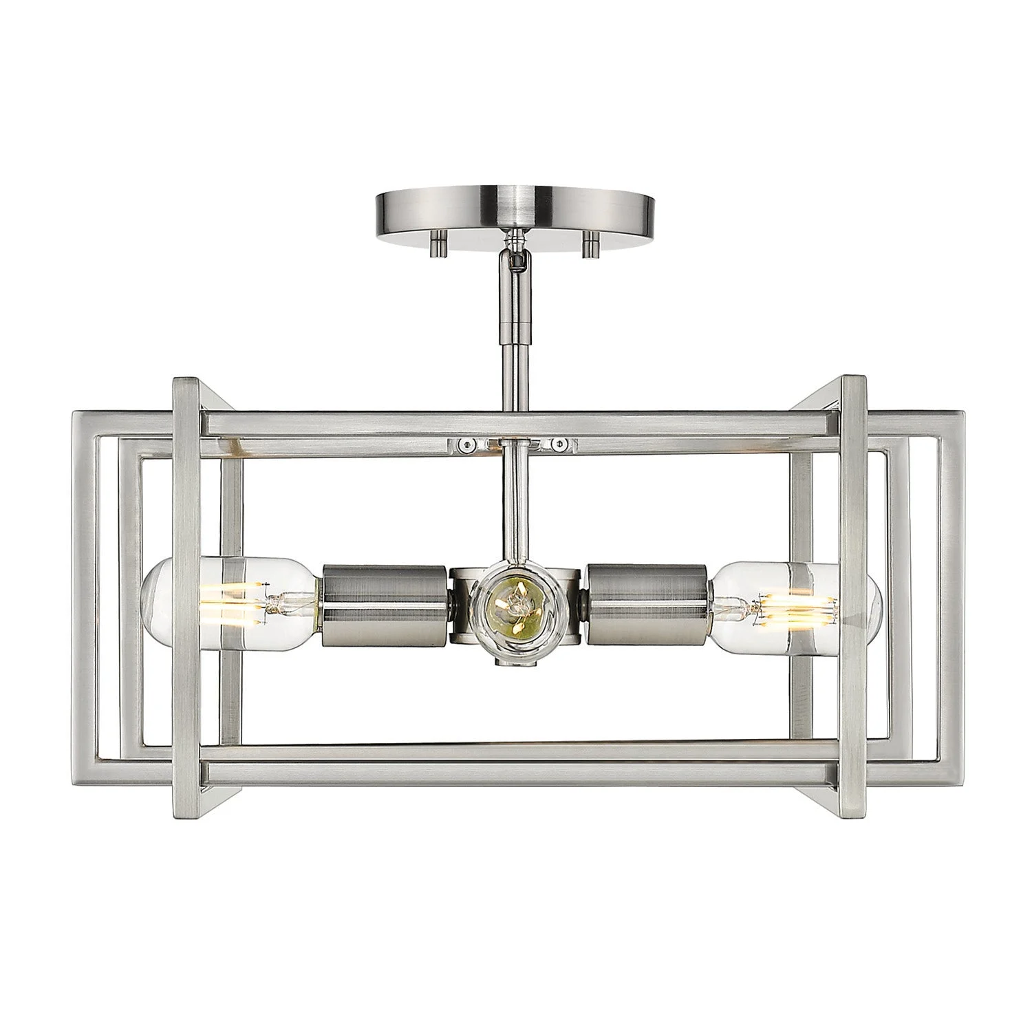 Tribeca Semi-flush in Pewter with Pewter Accents