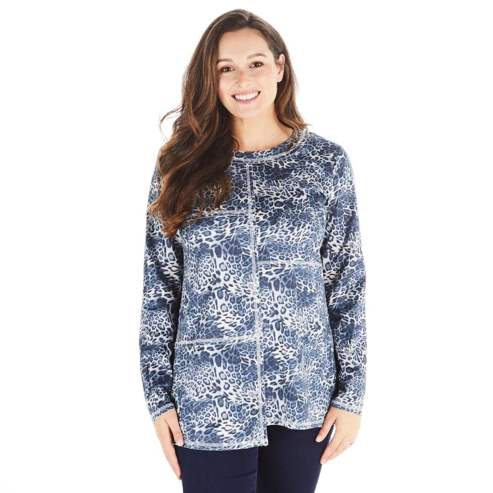 True Blue Women’s Suede Knit Print Pullover